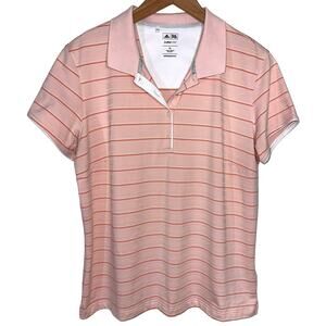 Adidas Golf ClimaLite Light Pink Striped Short Sleeve Polo Size XL